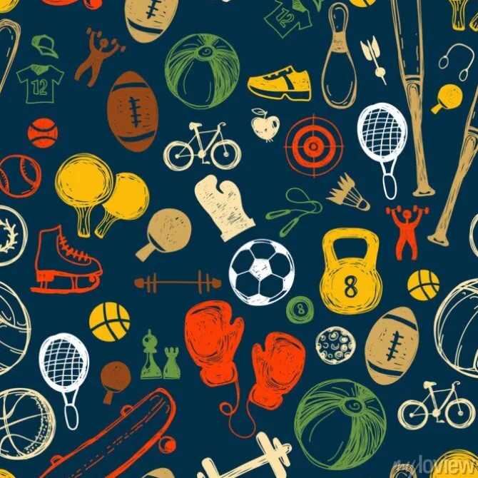 Tapeta: Wzór szkicu sportowego. ręcznie rysowane