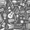 Tapeta: Wzór w instrumenty i napisy