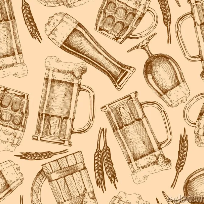 Tapeta: Wzór w kufle piwa i pszenicę