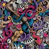 Tapeta: Wzór z ikonami muzycznymi w stylu kreskówki