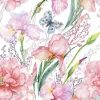 Tapeta: Wzór z irysami piwoniami i motylami