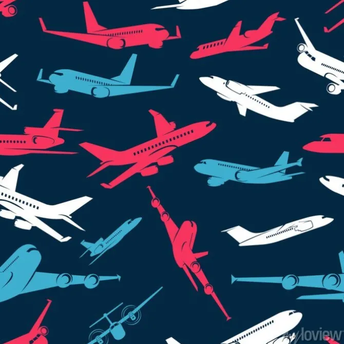 Tapeta: Wzór z kolorowych samolotów