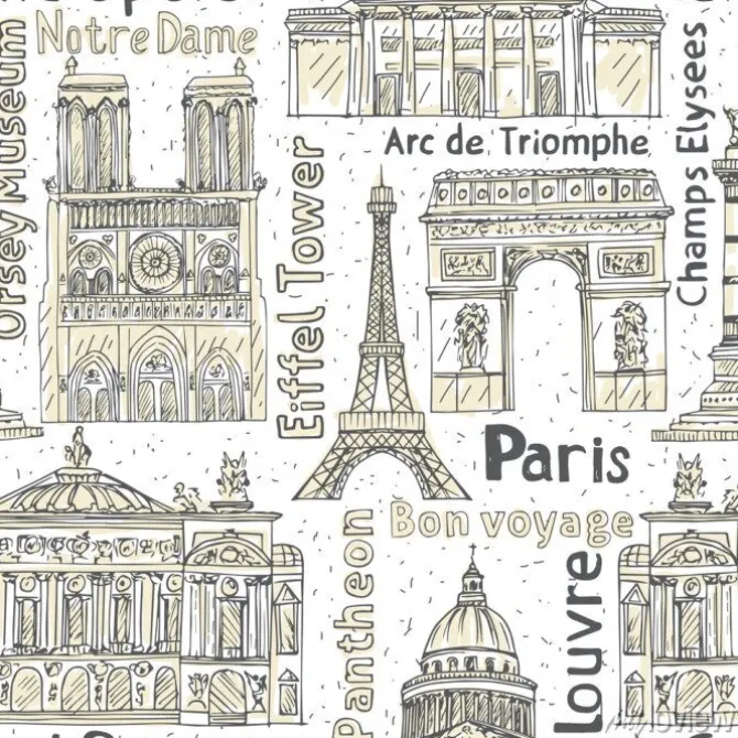 Tapeta: Wzór z paryskimi budynkami