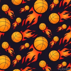 Tapeta: Wzór z płonącymi piłkami do koszykówki