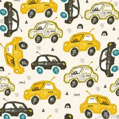 Tapeta: Wzór z samochodami. ręcznie rysowane auta na drodze. skandynawski
