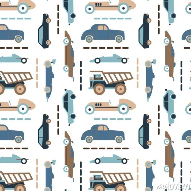 Tapeta: Wzór z samochodami dla dzieci