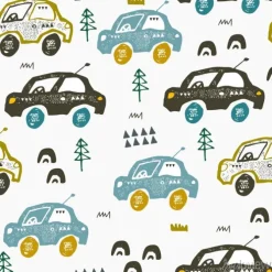 Tapeta: Wzór z samochodami. ręcznie rysowane auta na drodze. skandynawski