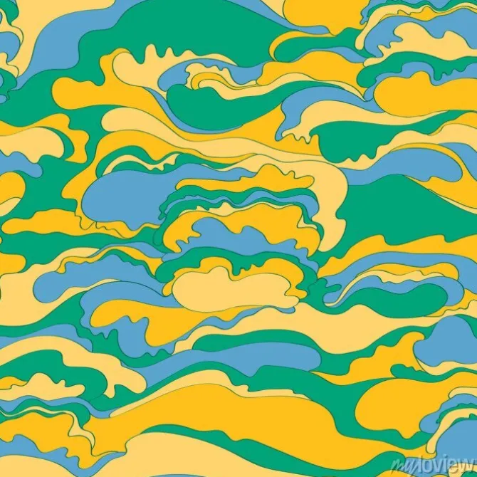 Tapeta: Wzór z wizerunkiem kremowej tekstury odcieni zieleni, pomarańczu