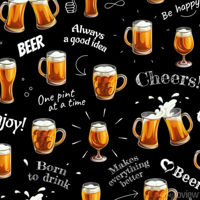 Tapeta: Wzór ze szklankami piwa i napisami