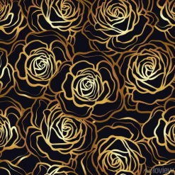 Tapeta: Wzrosła kwiat bez szwu. złote róże na czarnym tle. st