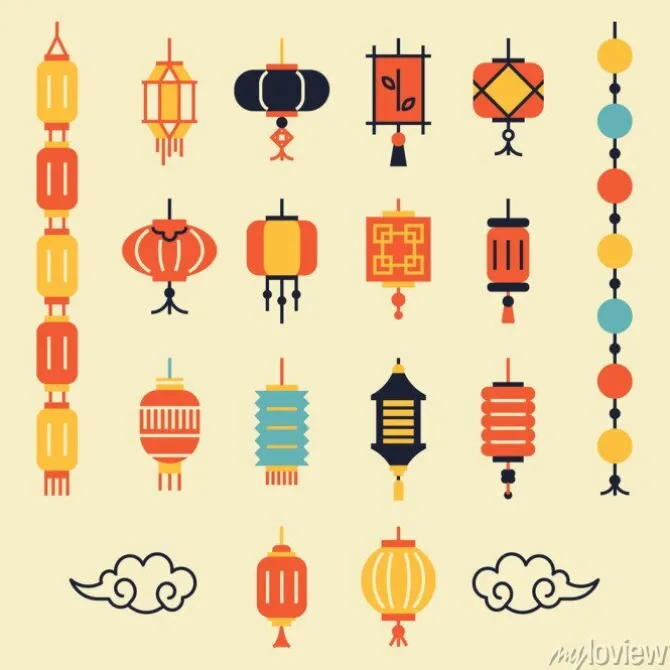 Tapeta: Zestaw chińskich latarni.
