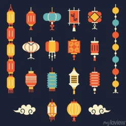 Tapeta: Zestaw chińskich latarni.