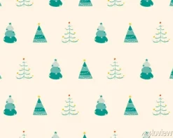 Tapeta: Zielone dekorować choinki na lekkim tle, bezszwowy wzór