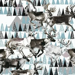 Tapeta: Zimowe bezszwowe tło. jeleń. arktyczny wzór. ilustracja akwarela