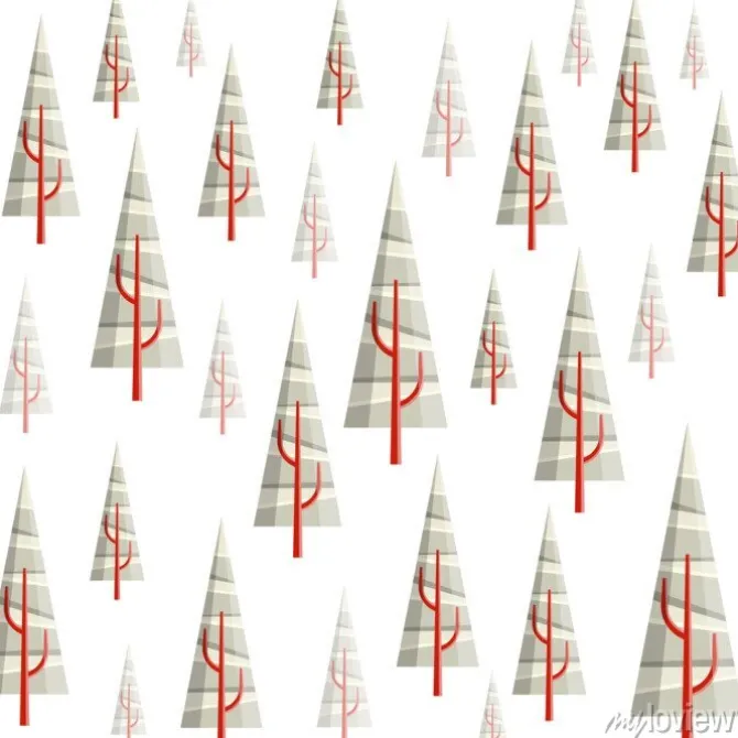 Tapeta: Zimowy las wzór z prostym trójkąta sosny. wektorowa ilustracja