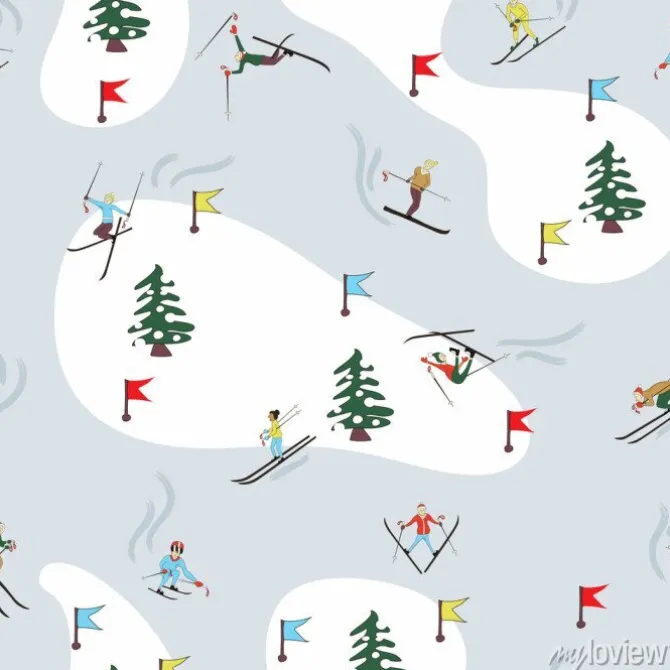 Tapeta: Zimowy wzór na nartach