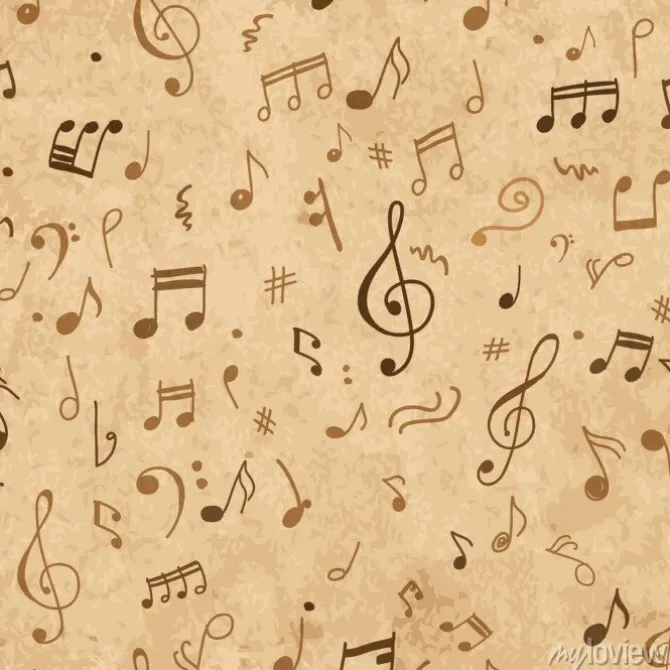 Tapeta: Znaki muzyczne i nuty w stylu vintage